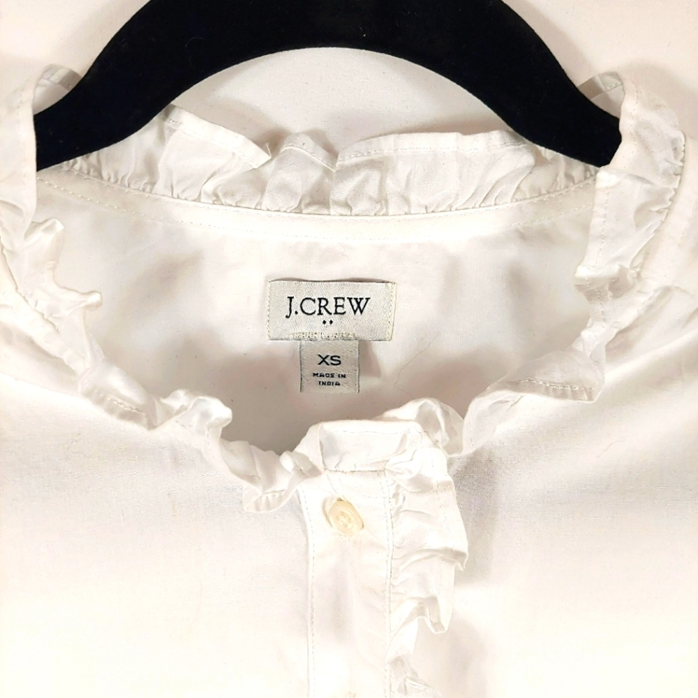 J. Crew White Ruffled Button-Down Blouse - image 3